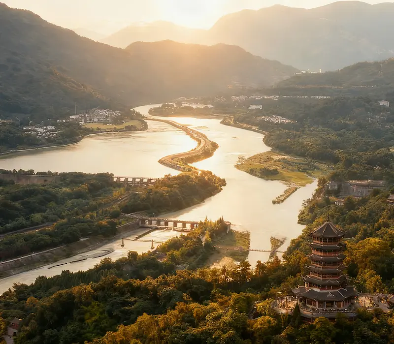 Jiuzhaigou National Park to Wolong Panda Reserve dujiangyan irrigation system