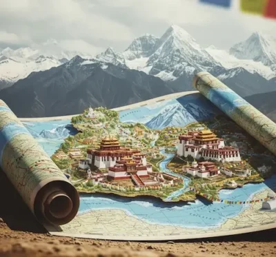 Unlock Your Dream Trip To Tibet map tibet flags e1767411782965