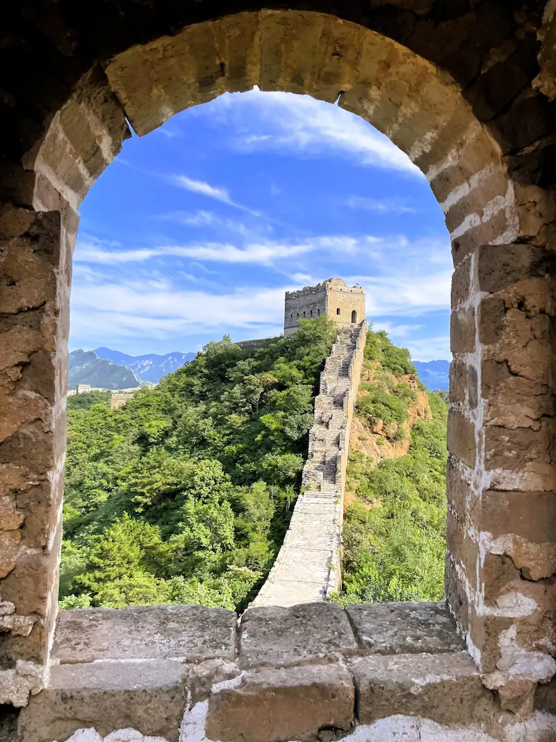Peaks & Skylines | 15-Day Private China Itinerary great wall view from watchtower
