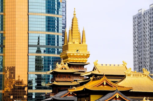 Classic China to the Nomads’ Land | Small Group Tour jingan temple amid skyscrapers