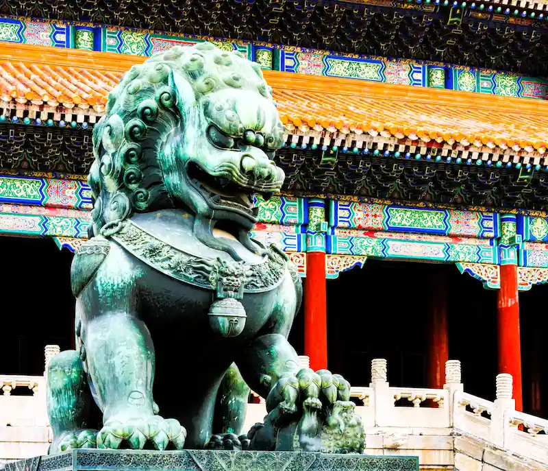 History & Urban Splendor | 14-Day Private China Itinerary the bronze lion sculpture in front of the forbidden city beijing